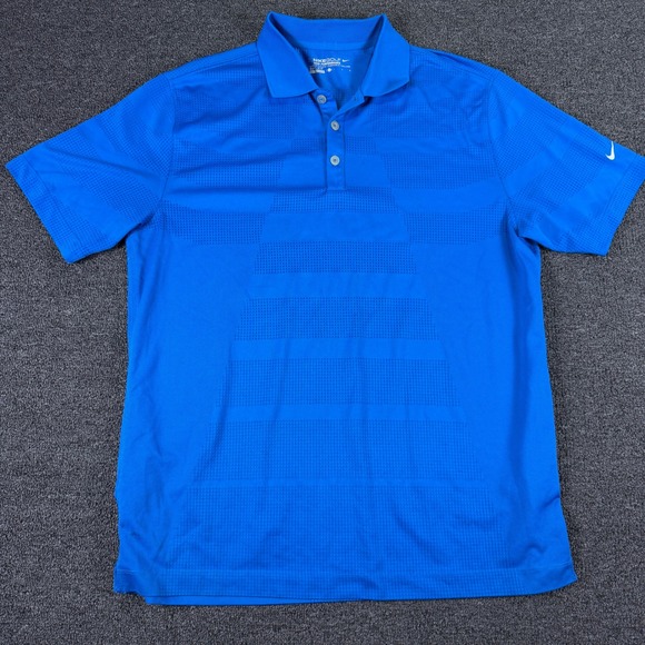 Nike Other - Nike Polo Shirt Mens Large Tour Performance Dri-FIT Blue Short Sleeve EUC